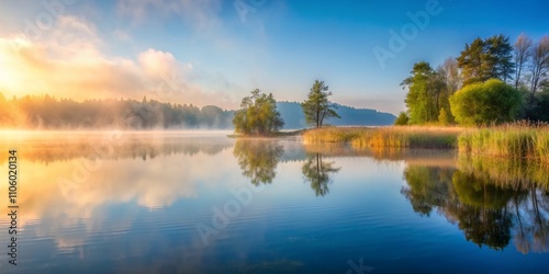 Wallpaper Mural Sunrise Serenity Misty Lake Reflection in Autumnal Hues Torontodigital.ca