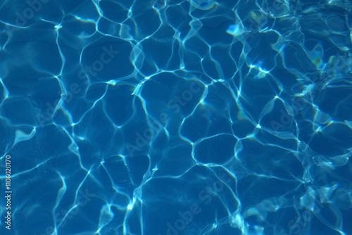 background of blue and light blue tones of swimming pool water with light reflections without people