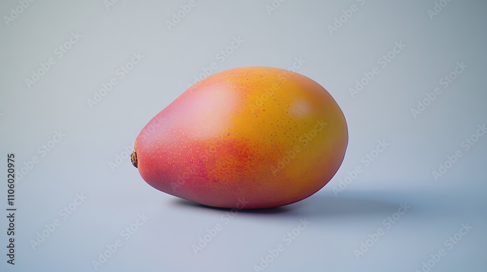 A single ripe mango on a white background. A single ripe mango on a white background.