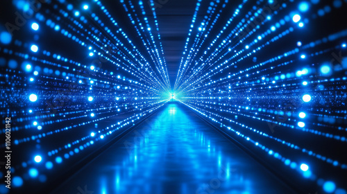 Blue laser tech background with lights