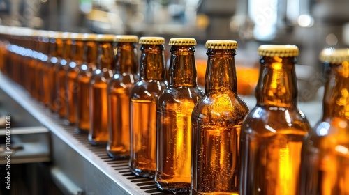 Automated Bottling Machinery for Beverage Production with Filling and Sealing Processes in an Industrial Setting