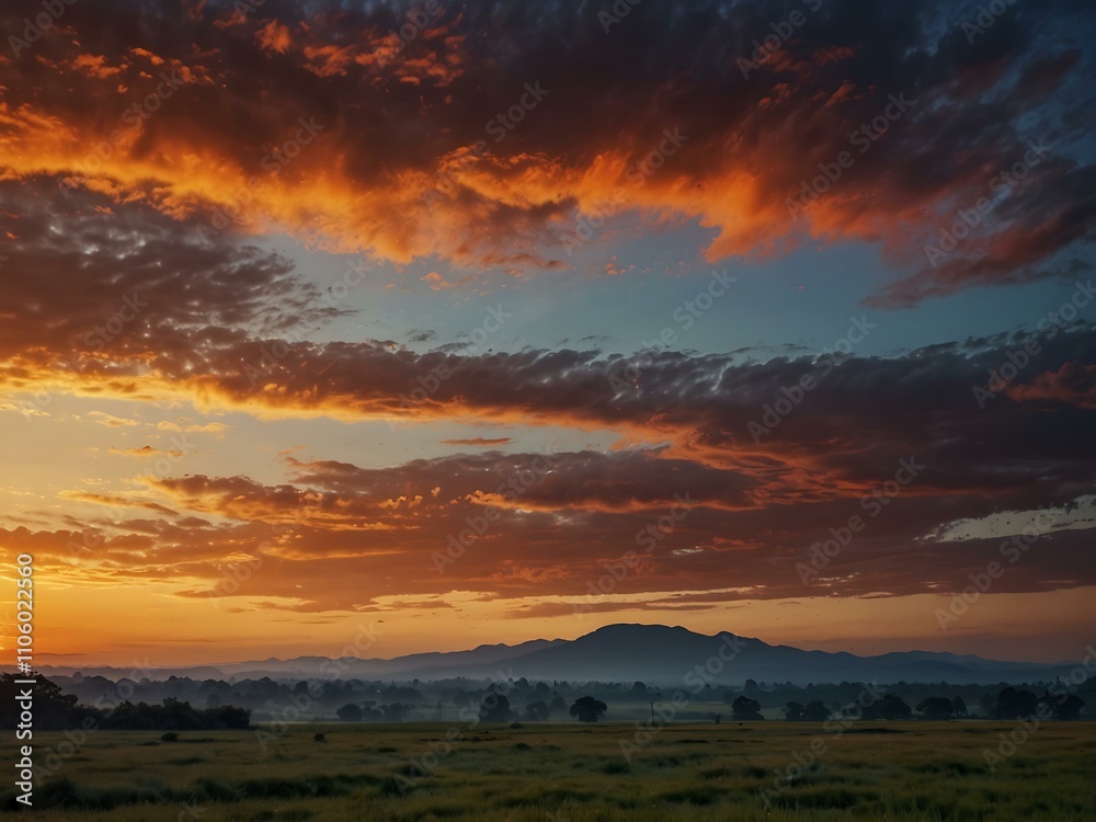 Obraz premium Epic landscape of sunrise or sunset sky.