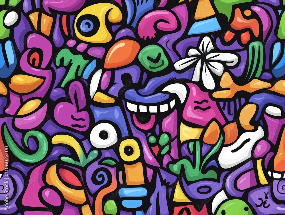 Colorful abstract art with whimsical shapes and designs Colorful abstract art with whimsical shapes and designs