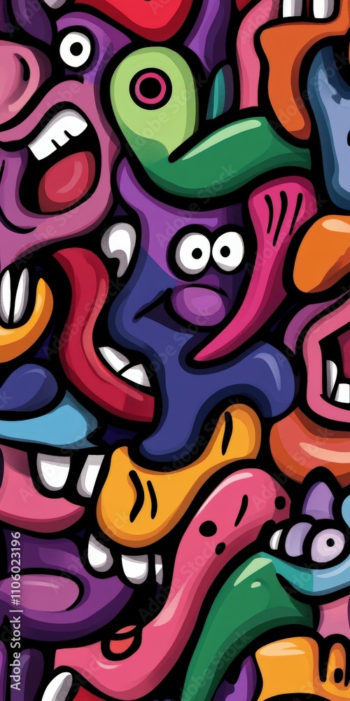 Colorful abstract faces merging in vibrant patterns Colorful abstract faces merging in vibrant patterns