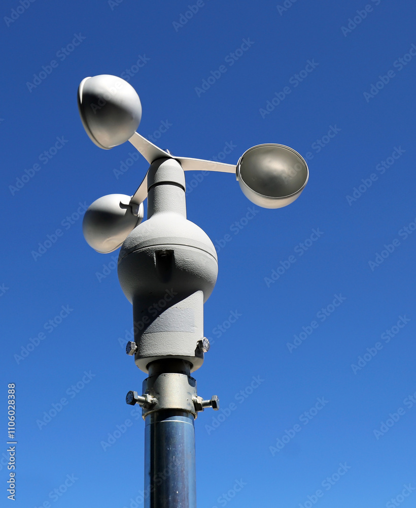 Professional anemometer with a rigid rod for measuring wind speed with three metal hemispheres Professional anemometer with a rigid rod for measuring wind speed with three metal hemispheres