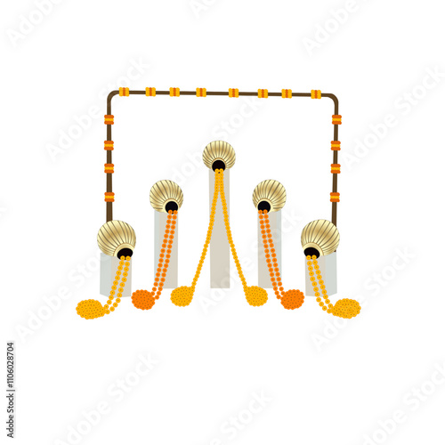Matki-themed decor setup with marigold hangings and borders, perfect for Haldi ceremony invitations, Maayra, Bhaat, indian wedding functions, mehendi.