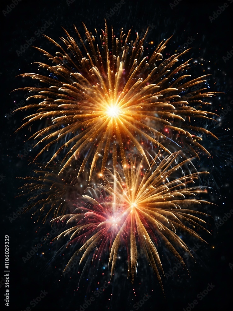 Fototapeta premium Exploding fireworks overlay.