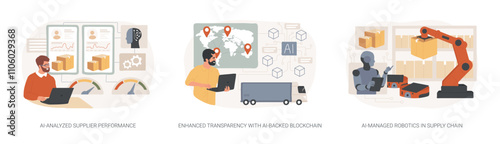 AI-driven Supply Chain abstract concept vector illustrations.
