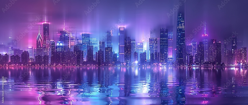 Fototapeta premium Neon Cityscape at Night