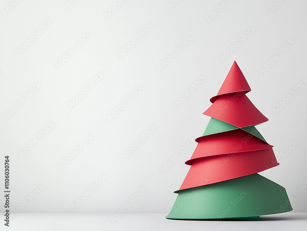 A minimalist Christmas greeting card concept featuring an origami-style folded paper tree set against a vibrant light green background, evoking a festive yet elegant holiday vibe. A minimalist Christmas greeting card concept featuring an origami-style folded paper tree set against a vibrant light green background, evoking a festive yet elegant holiday vibe.