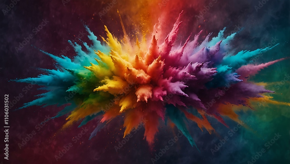 Fototapeta premium Explosive burst of colorful powder against a vibrant, abstract background.