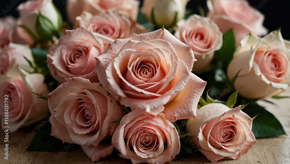 Obraz premium Exquisite pink roses bouquet, perfect for weddings and special moments.