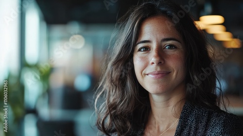 A candid portrait of a woman engaging with colleagues, embodying teamwork and collaboration in a business context