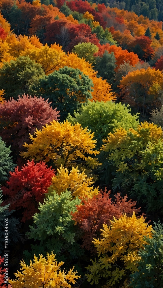 Fall treetops with colorful leaves. Fall treetops with colorful leaves.