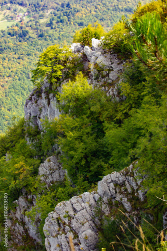 Rocks among forest near city Sarajevo, Bosnia and Hercegovina