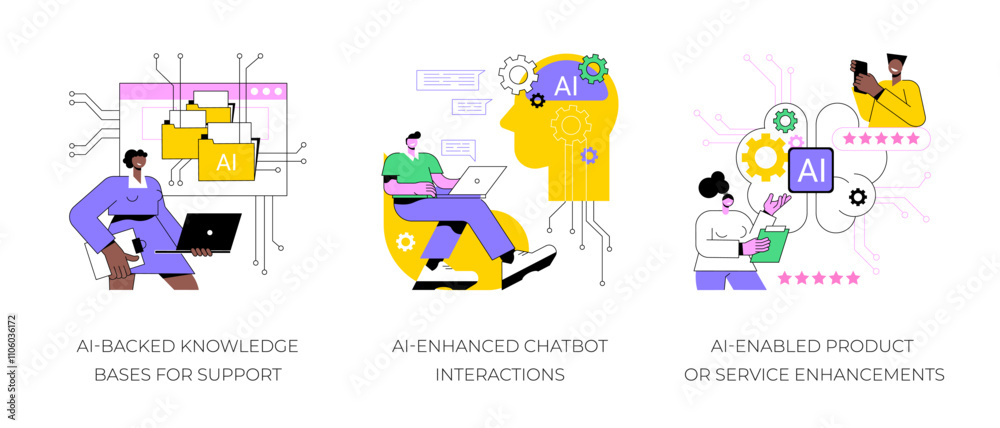 Natural language technology in Customer Service abstract concept vector illustrations. Natural language technology in Customer Service abstract concept vector illustrations.