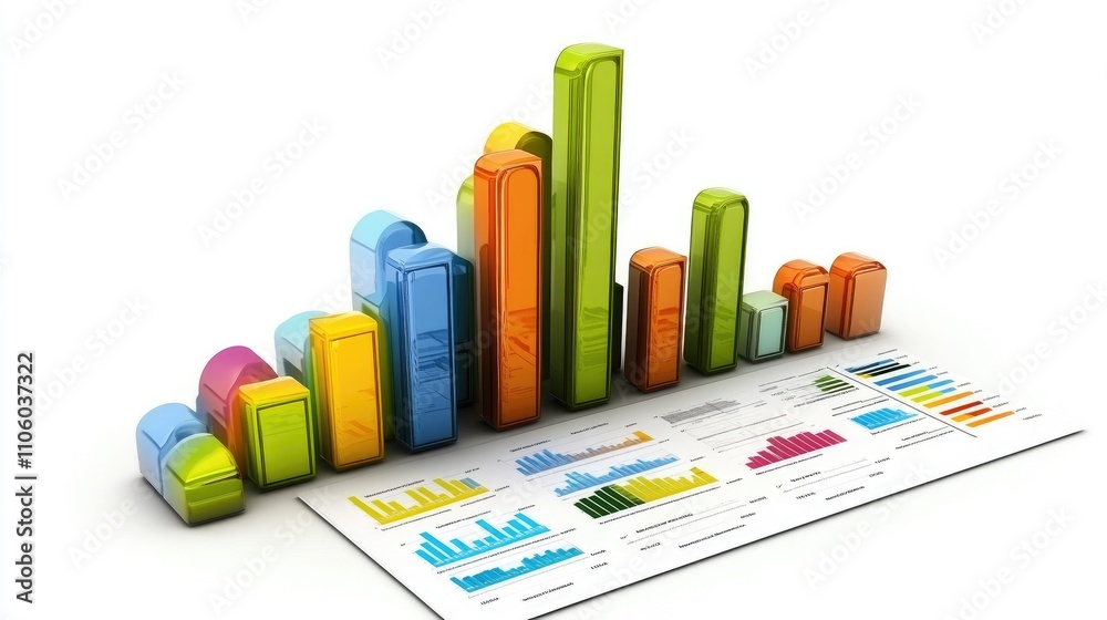 A visually appealing infographic featuring bar charts representing different sectors of a business, set against a clean white background, designed for effective communication of financial data A visually appealing infographic featuring bar charts representing different sectors of a business, set against a clean white background, designed for effective communication of financial data