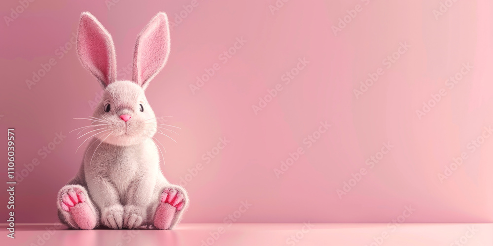 Fototapeta premium Easter Bunny on pastel background Generative AI
