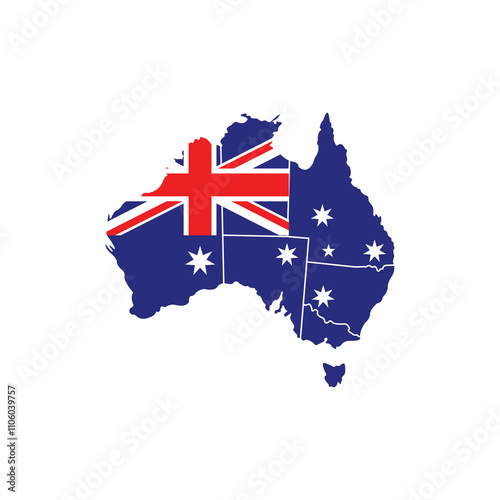 Map of Australia isolated on transparent background, Map of Australia PNG photo