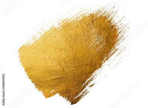 Gold paint brush vector smear stroke. Acrylic golden color stain on transparent background. Abstract vector gold glittering textured background for invitation, wedding or bithday card template photo