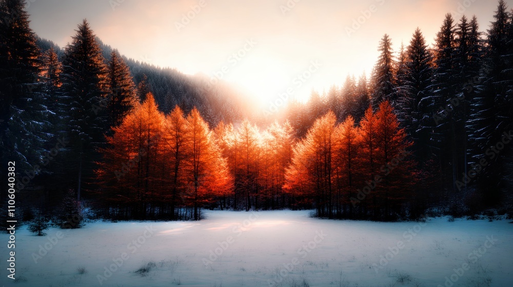 Fototapeta premium Fireworks Over Snowy River at Dusk