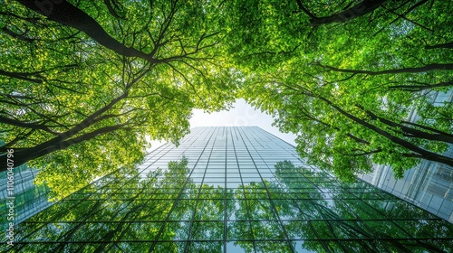 Green architecture and energy-efficient buildings promoting sustainability, net-zero emissions, and carbon reduction showcasing eco-friendly and modern designs for a sustainable future