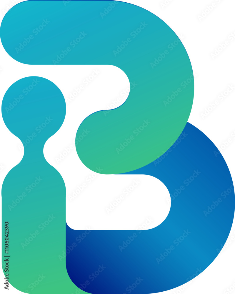 Letter B with blue and green color gradient Letter B with blue and green color gradient