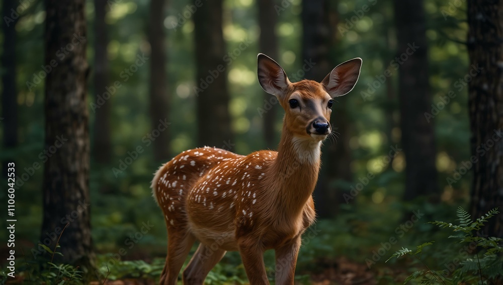 Fawn standing in the forest. Fawn standing in the forest.