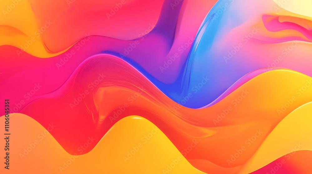 Abstract Colorful Waves Fluid Design Art