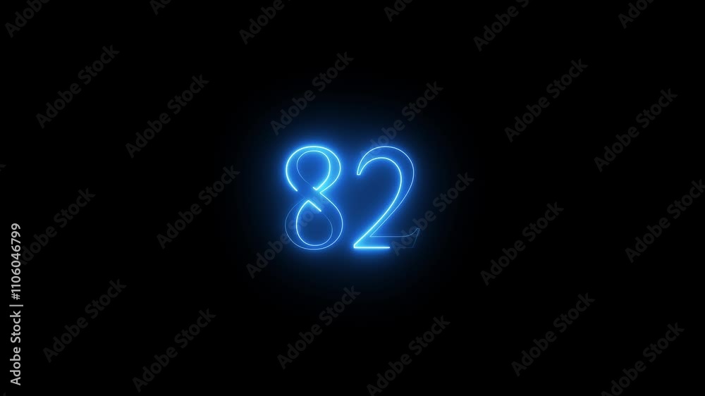 neon number 82 animated video neon number 82 animated video