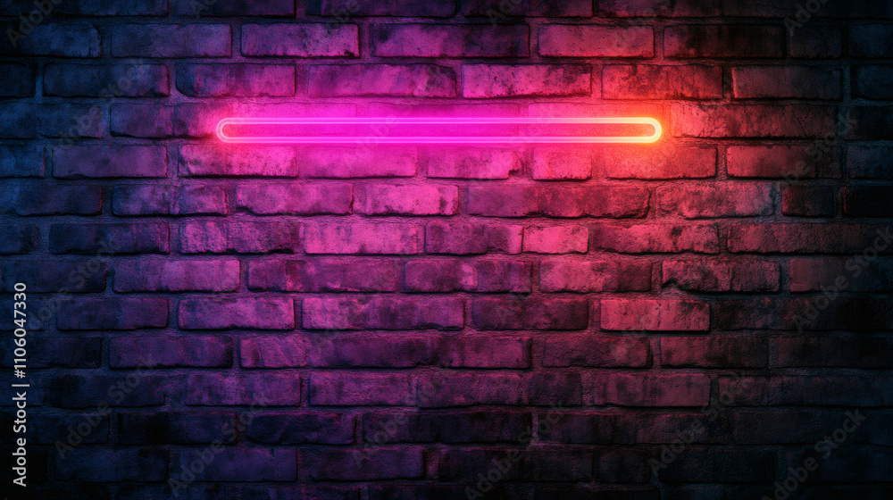 Neon light illuminating a textured brick wall, adding a modern and stylish ambiance with its vibrant colors Neon light illuminating a textured brick wall, adding a modern and stylish ambiance with its vibrant colors