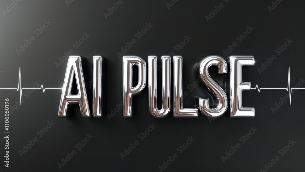Glossy Chrome Text Displaying AI Pulse on a Dark Background Glossy Chrome Text Displaying AI Pulse on a Dark Background