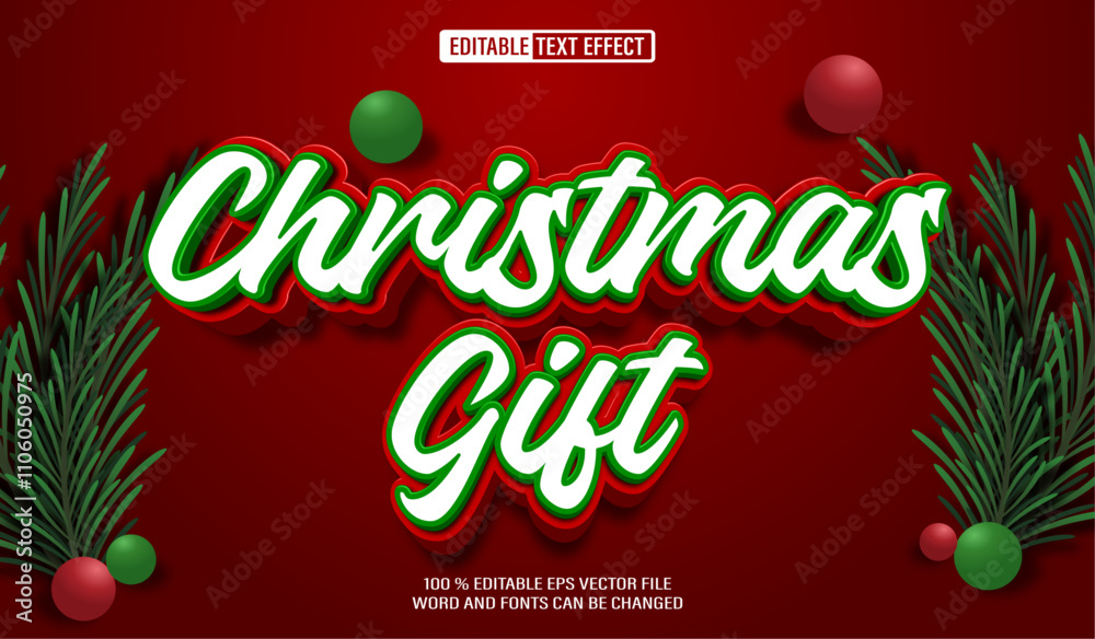 Editable 3d text style effect - Christmas Gift text effect Template Editable 3d text style effect - Christmas Gift text effect Template