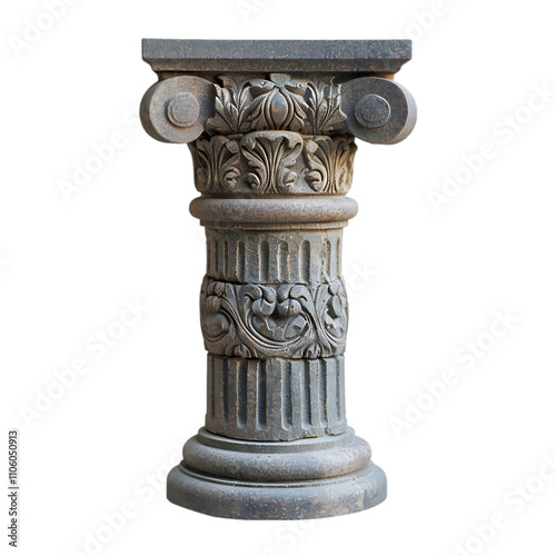 Ornate Stone Column Capital - Transparent PNG