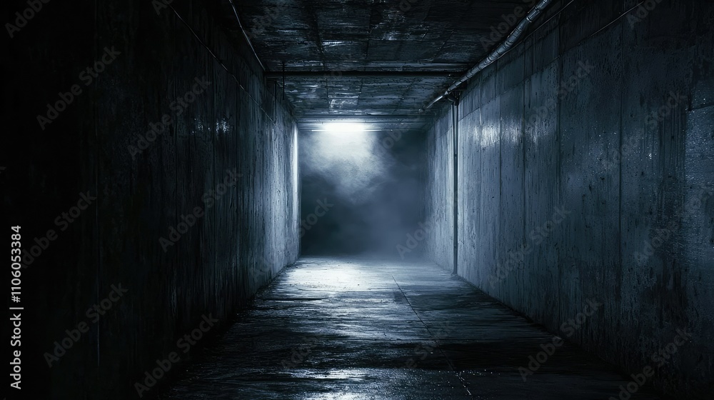 Dark and Haunting Tunnel with Faint Light at the End, Encapsulating a Mysterious Atmosphere Perfect for Evoking Suspense and Intrigue in Visual Narratives Dark and Haunting Tunnel with Faint Light at the End, Encapsulating a Mysterious Atmosphere Perfect for Evoking Suspense and Intrigue in Visual Narratives