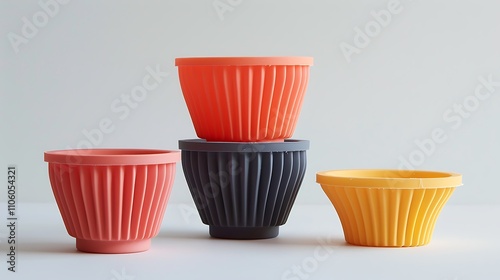 Stackable Silicone Baking Cups on White Background, Reusable and Versatile Baking Tool for Cupcakes, Muffins, and Desserts