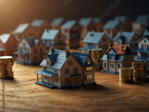 Financing and amortization of real estate loans in 3D rendering.