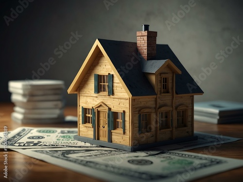 Financing and amortization of real estate loans in 3D rendering.