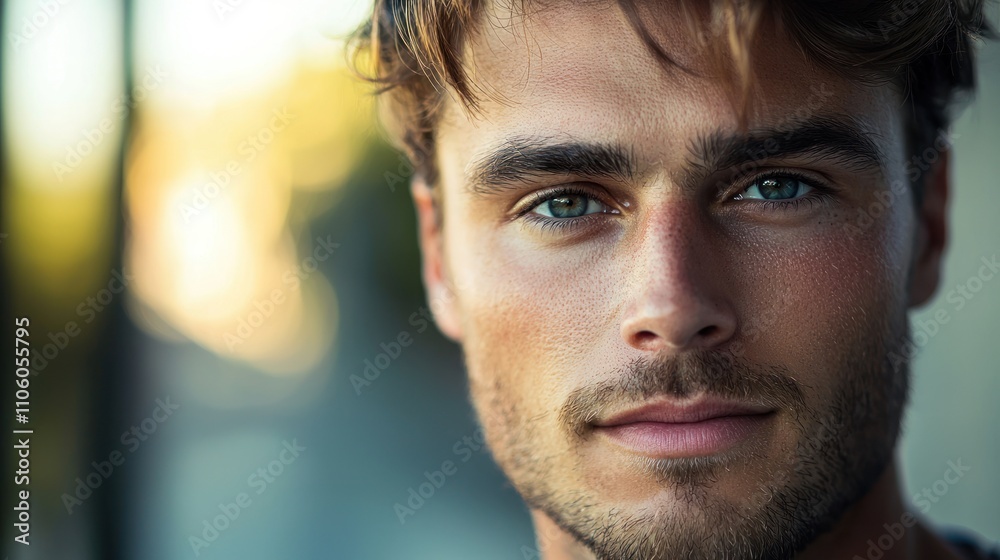 A detailed shot of a man with striking eyes and natural features, showcasing his personality A detailed shot of a man with striking eyes and natural features, showcasing his personality