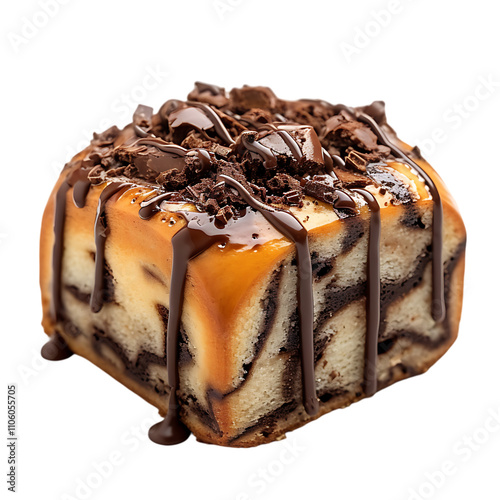 Chocolate Swirl Cinnamon cake with Caramel Drizzle - Transparent PNG