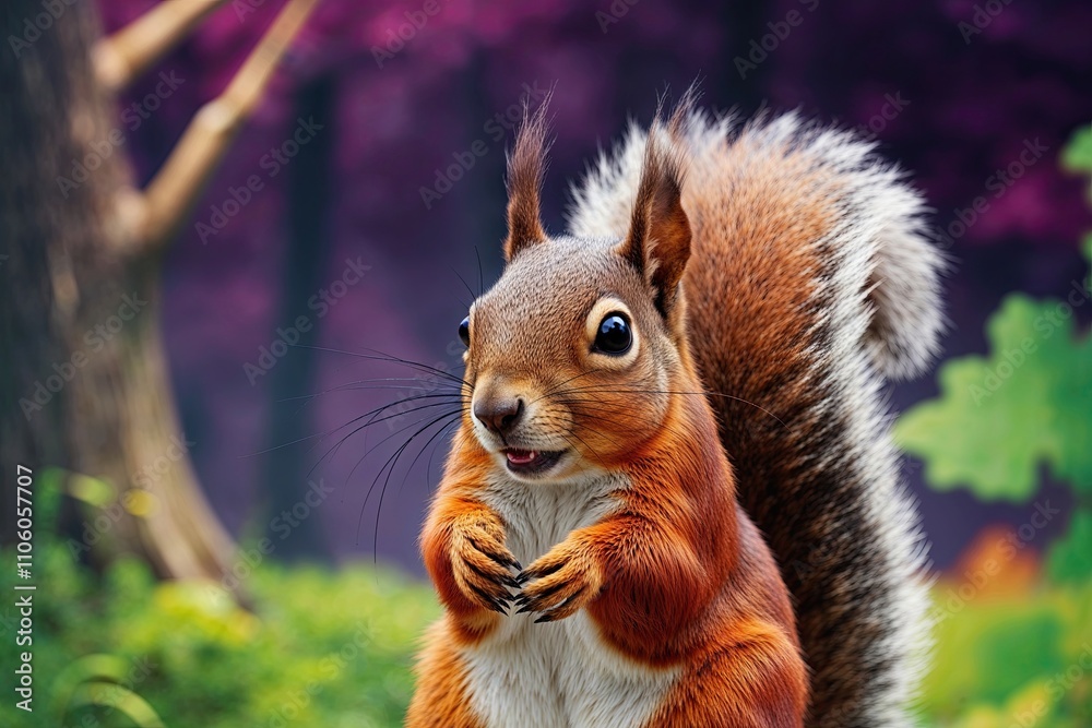 Obraz premium Energetic Woodland Squirrel Head Icons - Amusing & Colorful Cartoon Collection