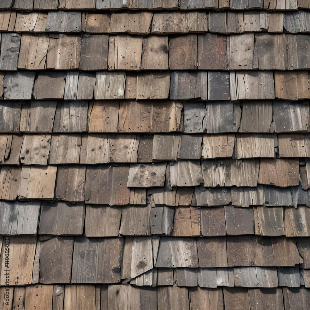 Close-up of weathered wooden shingles with a rough texture, surface, texture, rough Close-up of weathered wooden shingles with a rough texture, surface, texture, rough