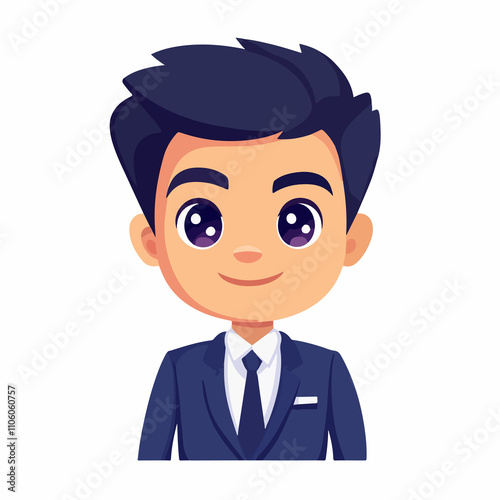 Cute Flat Design Businessman with Brillantine Hair photo