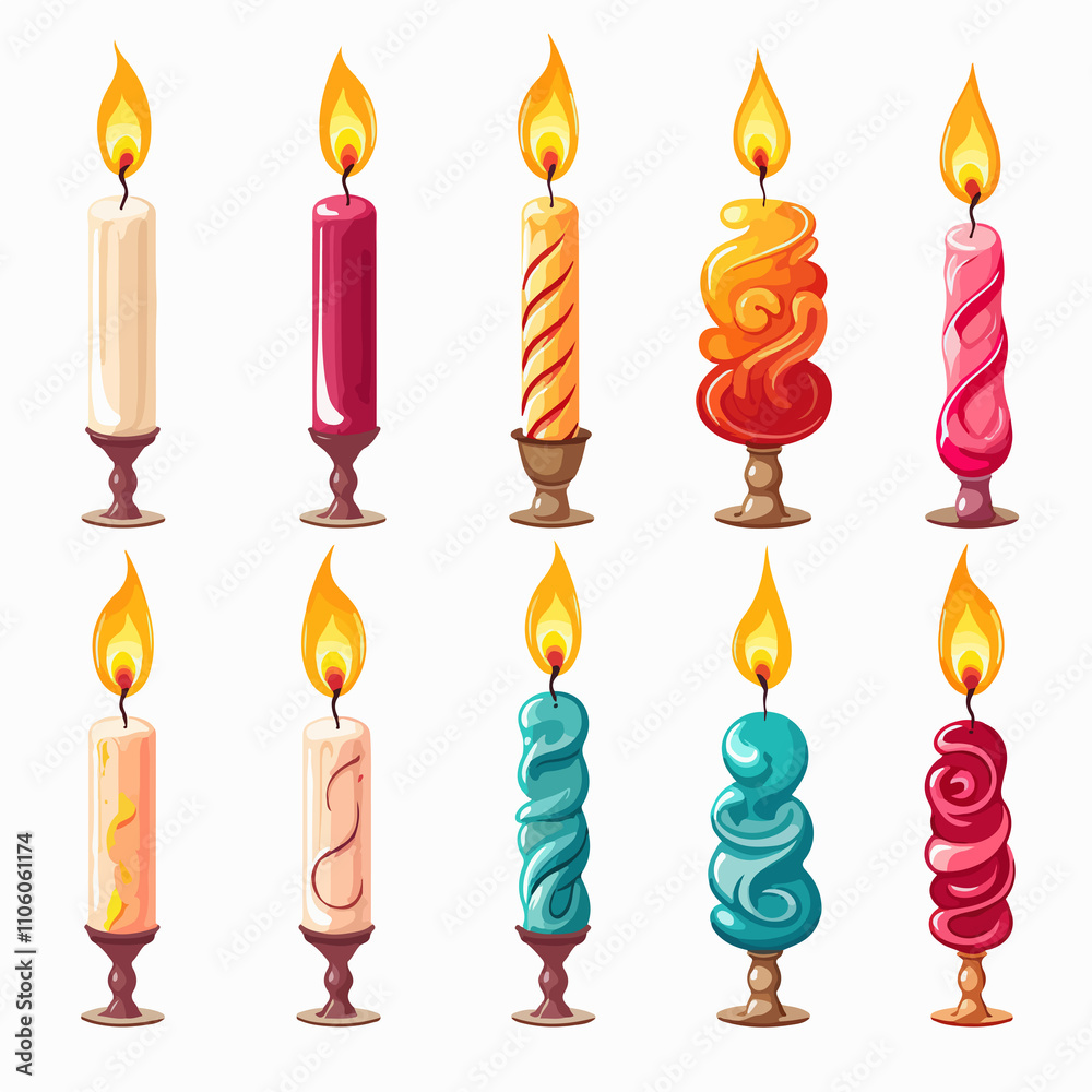 Birthday Candles on White Background Birthday Candles on White Background