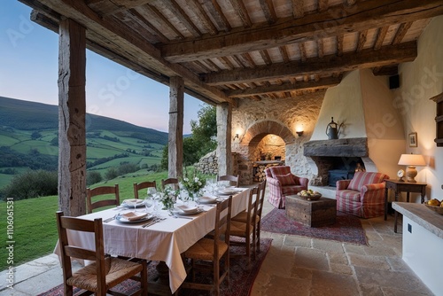 Serene Rustic Shepherd s Tavern on a Medieval Hillside