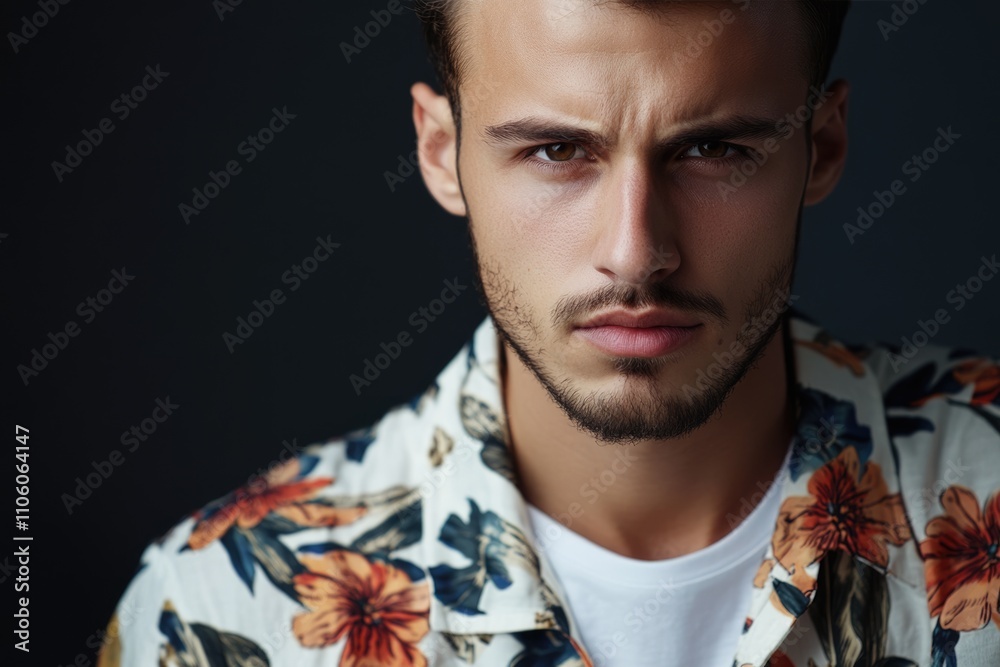 man in floral print t shirt man in floral print t shirt