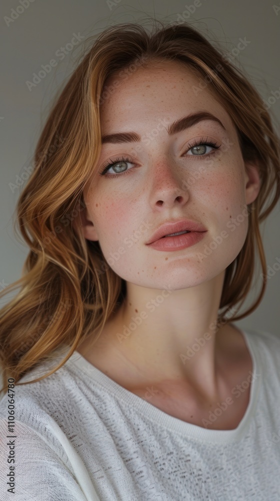 Captivating portrait of an elegant and confident young woman with a soft dreamy expression She exudes a sense of grace femininity and inner strength Captivating portrait of an elegant and confident young woman with a soft dreamy expression She exudes a sense of grace femininity and inner strength