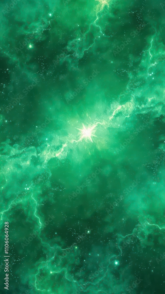 Fototapeta premium Electric green and blue abstract fractal universe space looping background, background, universe