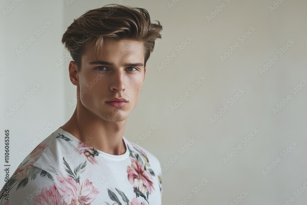 man in floral print t shirt man in floral print t shirt