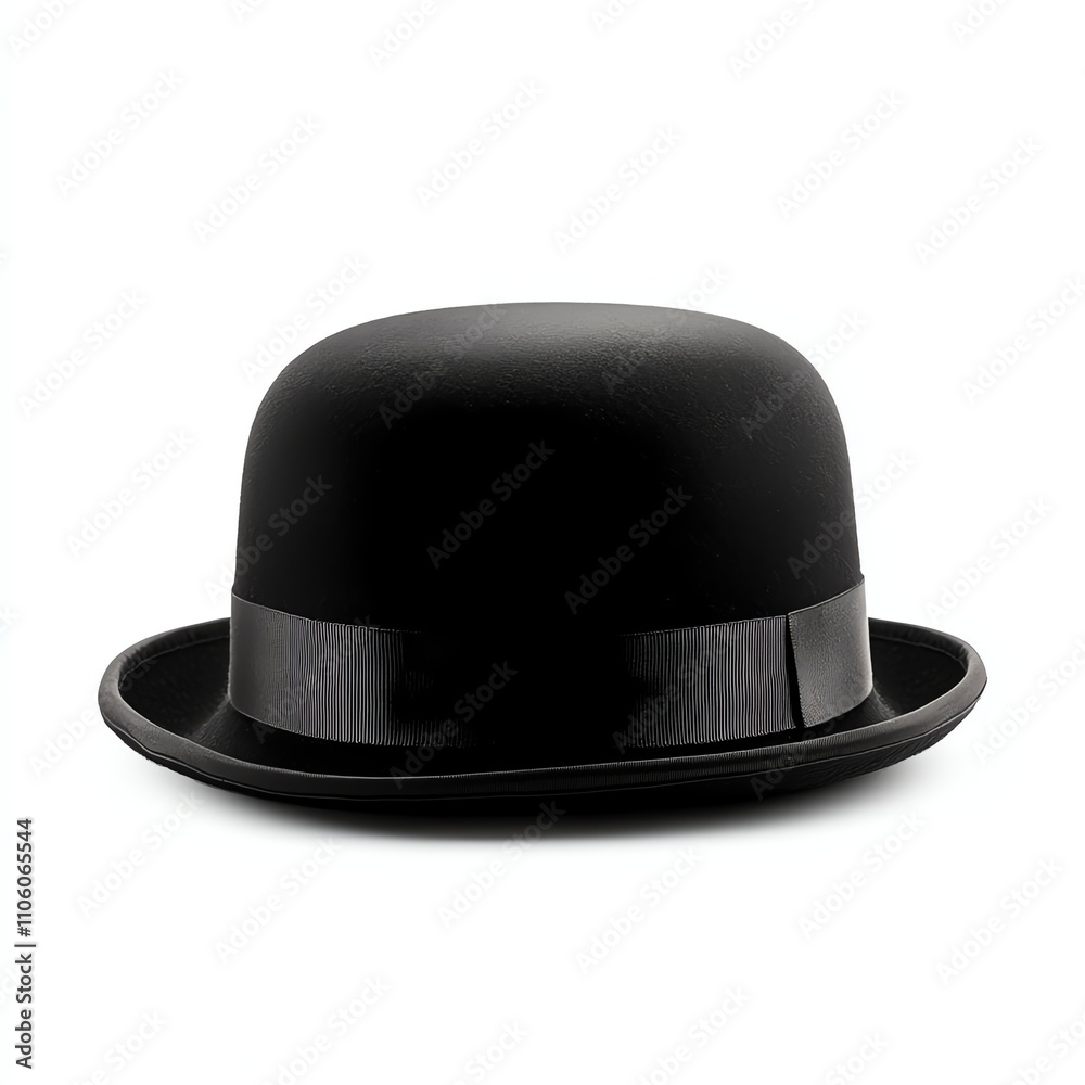 Classic black bowler hat on a white isolated background. Classic black bowler hat on a white isolated background.